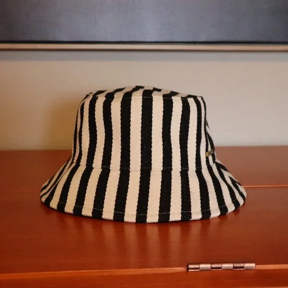 Kurt Geiger Black & White Striped Bucket Hat - Picture 5 of 6